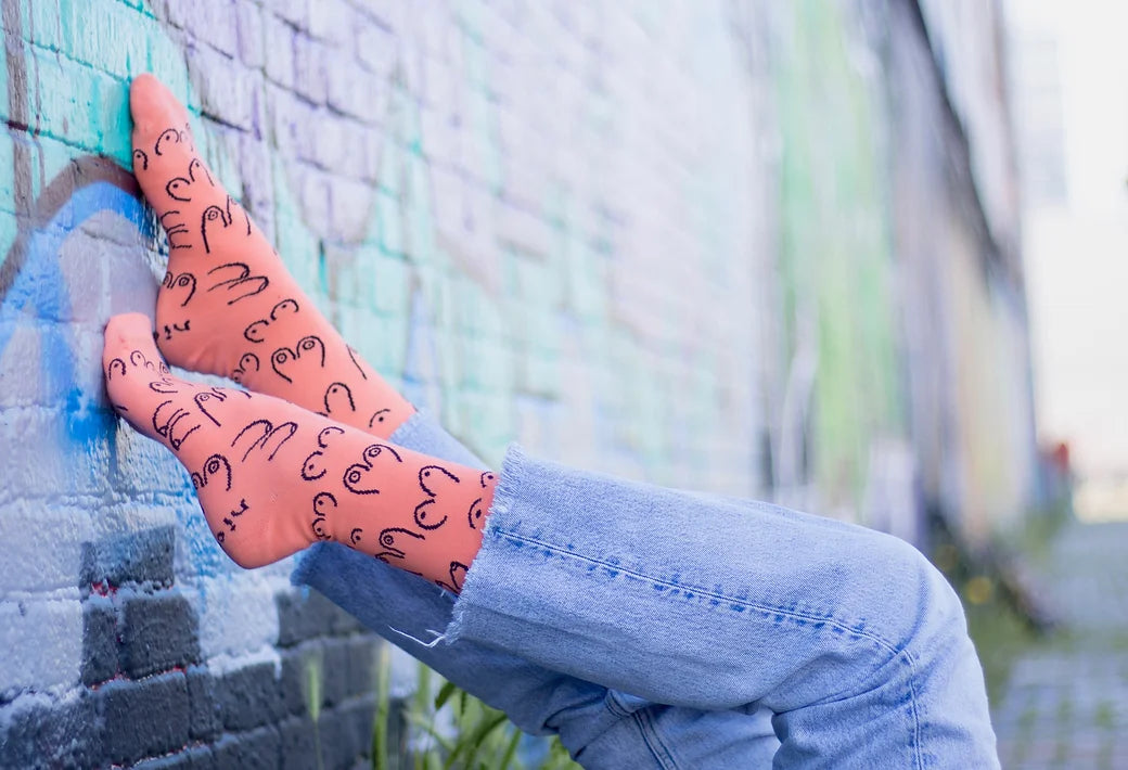 Titties socks: electric peach