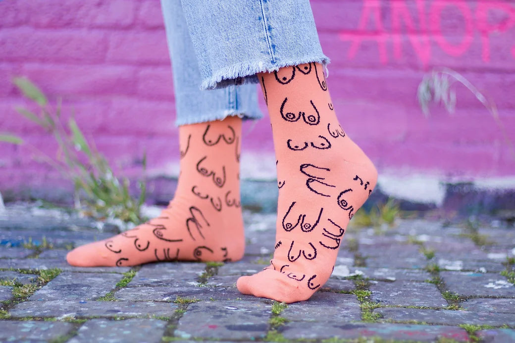 Titties socks: electric peach