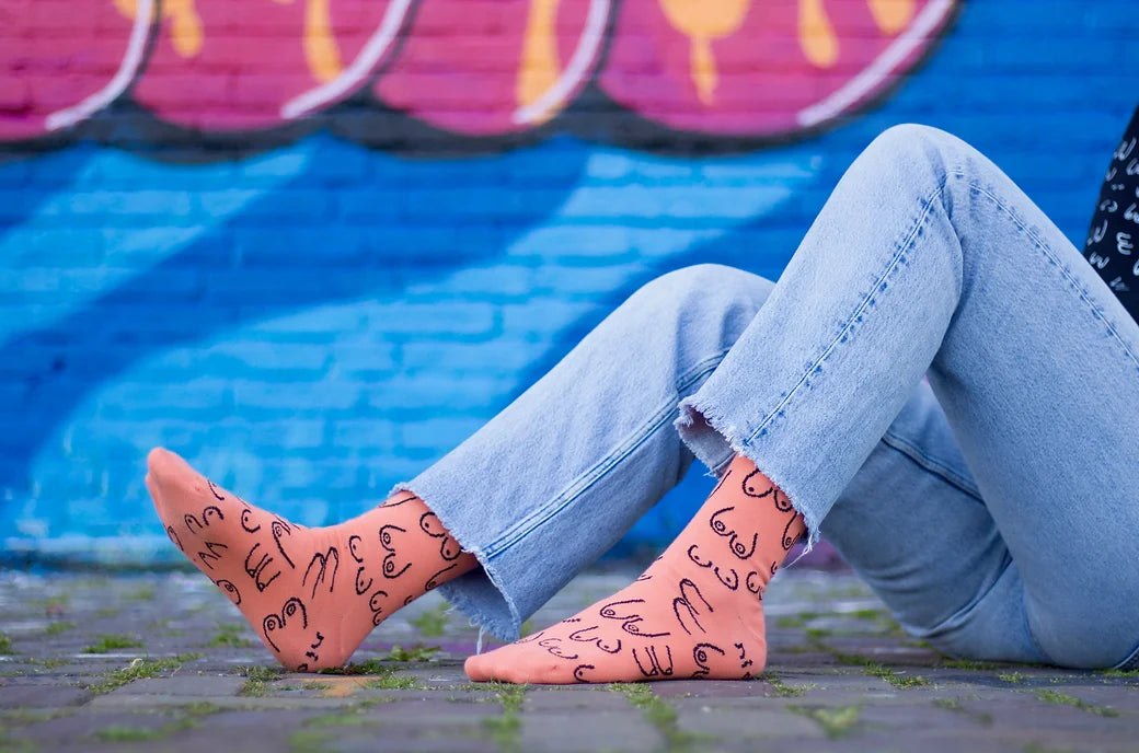 Titties socks: electric peach
