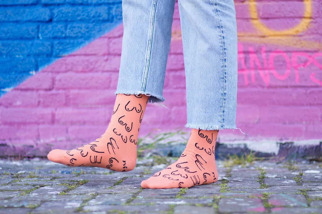 Titties socks: electric peach
