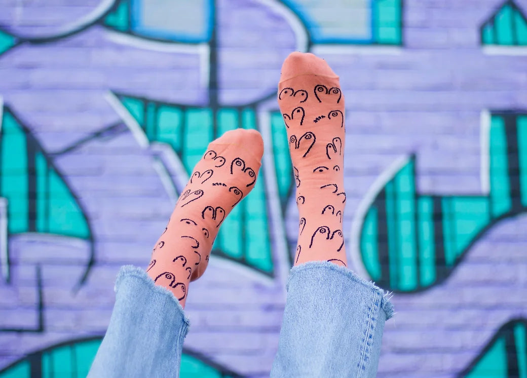 Titties socks: electric peach
