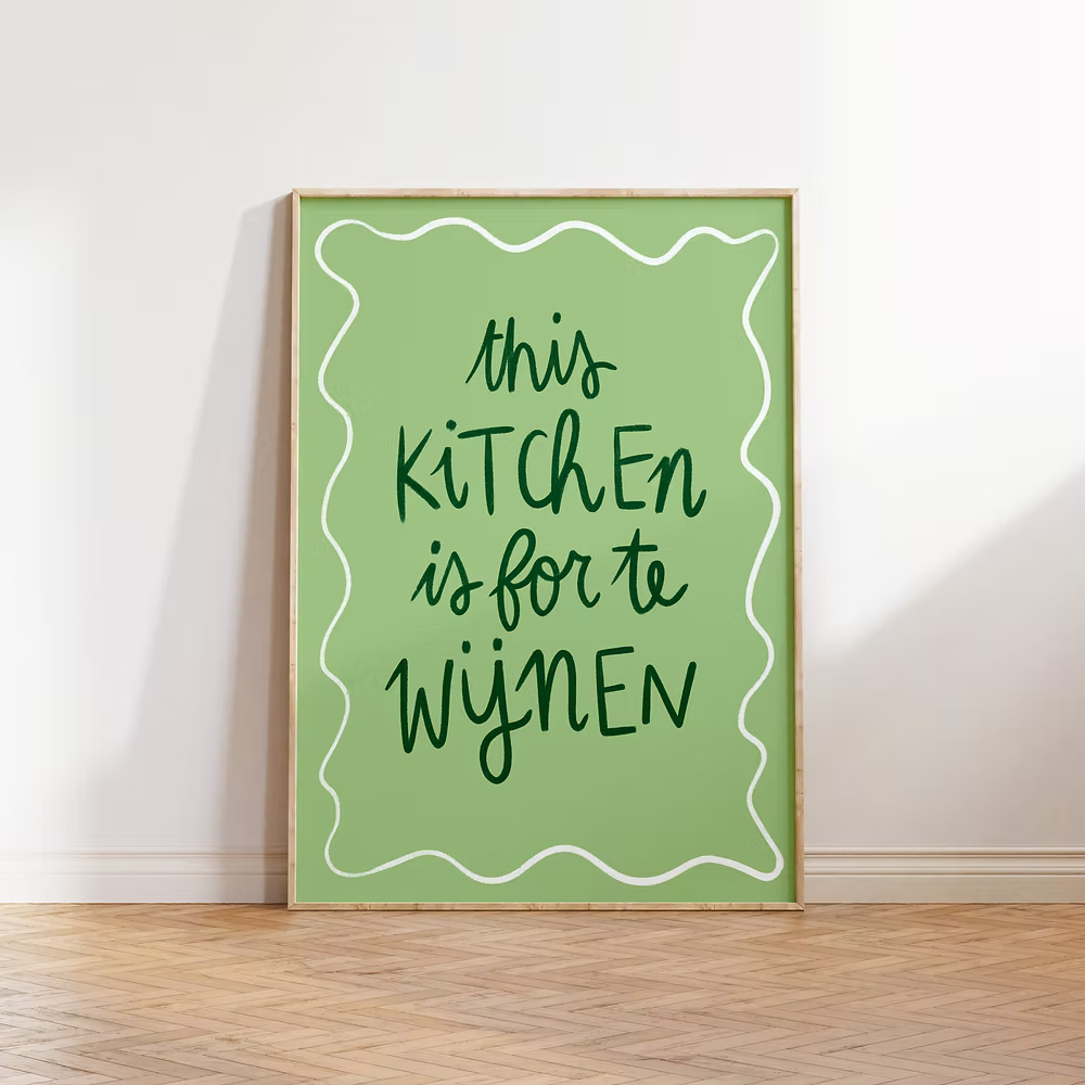 Keuken om te wijnen - Groen - Poster A3