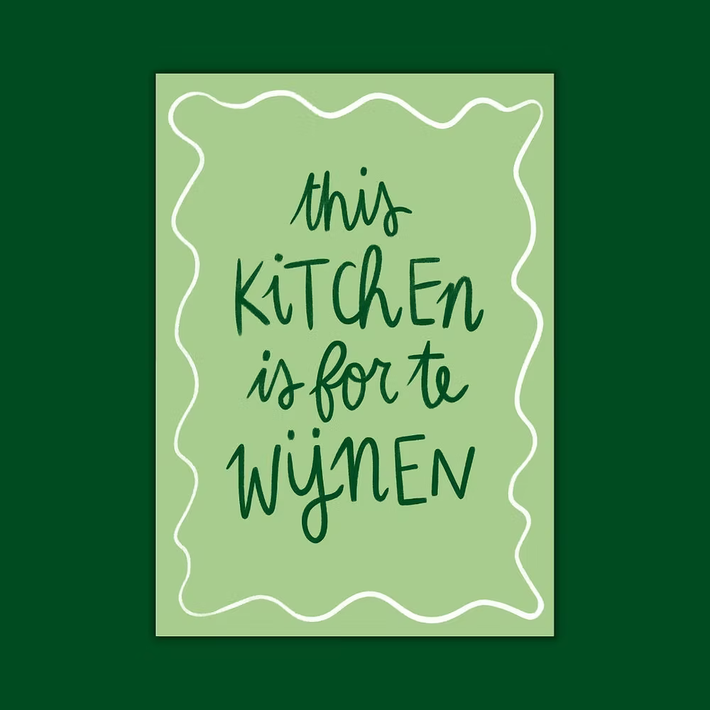Keuken om te wijnen - Groen - Poster A3