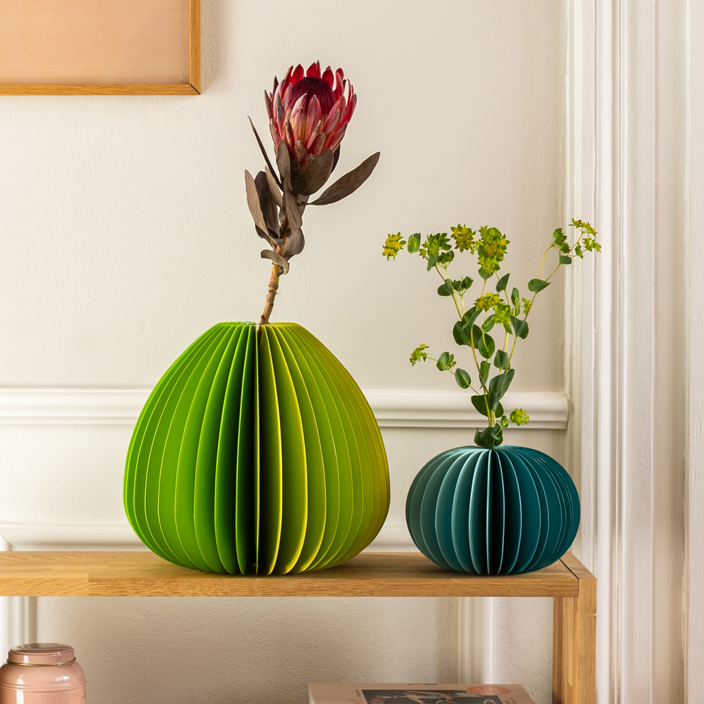 Papieren vaas 'Yuki' petrol